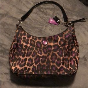 Animal print silky smooth coach shoulder bag